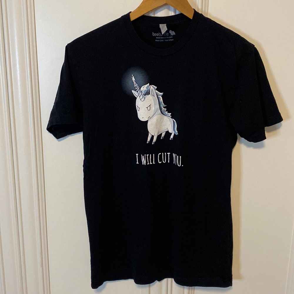 🌺3/$15 Tee turtle Unicorn “I will cut you” shirt